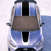 Kap en dak centrale racestrepen vinylstickers sticker geschikt voor hyundai veloster
 2