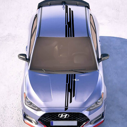 Motorkap en dak Centrale vleugel Racestrepen Vinyl Stickers Decal passend voor Hyundai Veloster 2
 1