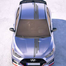 Motorkap en dak Centrale vleugel Racestrepen Vinyl Stickers Decal passend voor Hyundai Veloster 2
 2