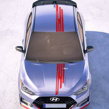 Motorkap en dak Centrale vleugel Racestrepen Vinyl Stickers Decal passend voor Hyundai Veloster 2
 3