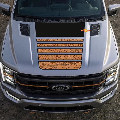 Ford F-150 Tremor Pickup Hood Central Graphics Topografische kaart Ford vinylstickers 2 kleuren
