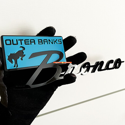 Bronco Outer Banks Spatbordemblemen Achterklepembleem 3D-embleem Blauw vs Zwart
