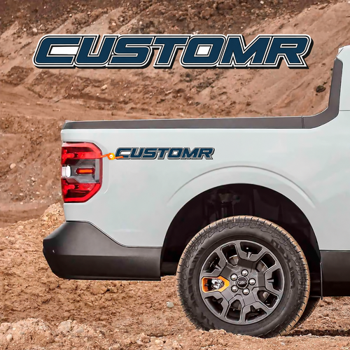 CUSTOMR Navy Italic Double Outline Lettering Pair Laadbakzijde Vinylsticker voor Ford F-250