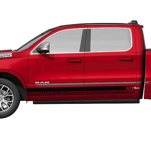 Tungsten Lettering Vintage Strepen Zij Vinyl Decal Kit voor RAM 1500 Tungsten