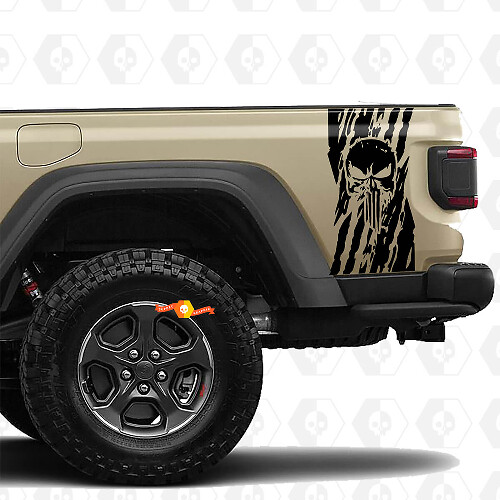 Jeep Gladiator USA -vlag vernietigde Punisher Stickers Decals Vinyl Grafische Tailgate Bed Vinyl Stickers Stickers Stickers
 1