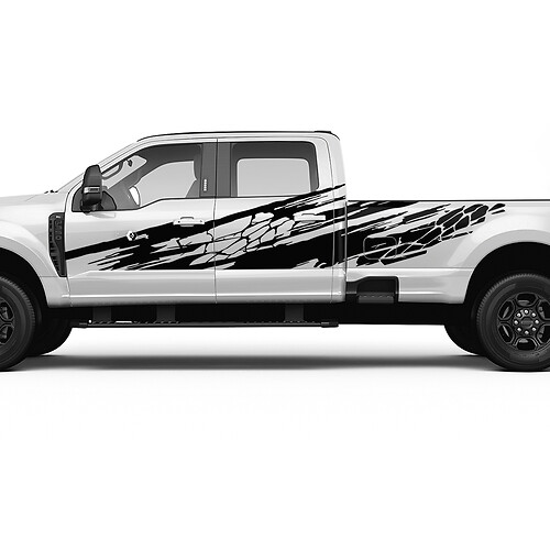 Ford F150 F250 F350 Splash Grunge Skin Style Decal Kit - Bedide Vinyl Sticker Set Side Graphics
