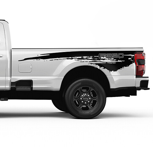 Ford F350 Bed Side Splash Grunge Decal Kit Vinyl Sticker Set Side Graphics
