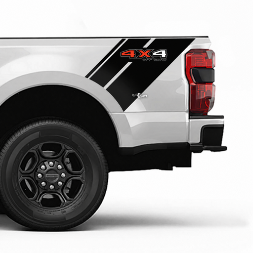 4X4 Off Road Diagonale Bedstripe Set Vinyl Sticker voor Ford F-350