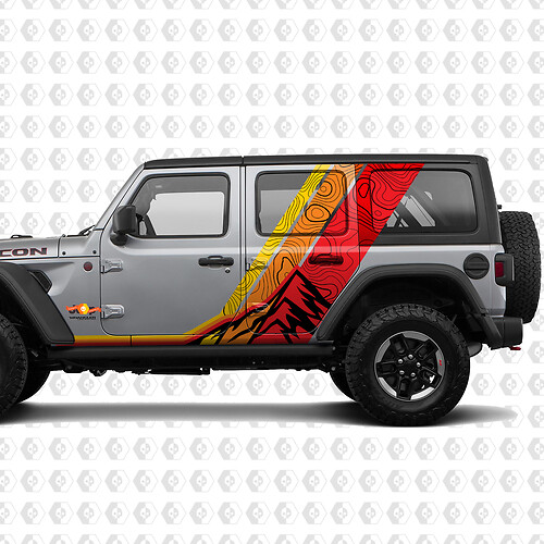 Mountains topografische kaart retro vintage zijdeuren streepkit geschikt voor Jeep Wrangler

