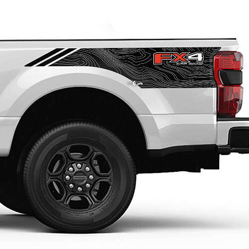 Bergen en bomen bedzijde strepen stickers kit vinylsticker set side graphics voor Ford Trucks
