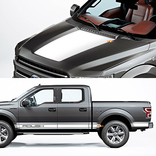 Zij -rocker paneel en kapselgraphic -pasvorm voor Ford F150 Raptor Roush -pakket
