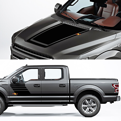 Zijrocker paneel en kapselgrootte van de motorkap bij Ford F150 Raptor Roush -pakket 2
