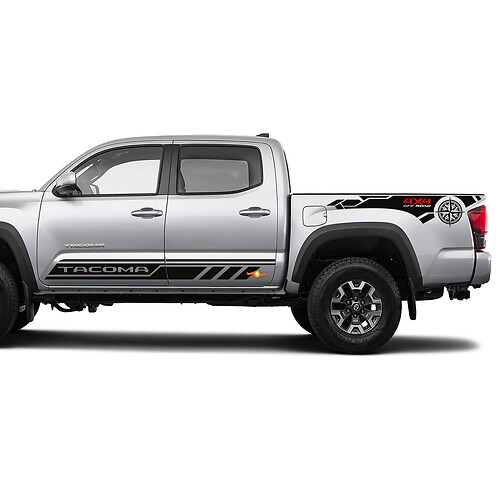 Tacoma 4x4 off -road achterste bed rocker paneel strepen vinyl sticker sticker voor Toyota Tacoma
