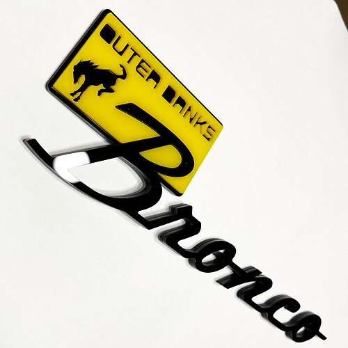 Bronco Outer Banks Fender Badges Tailgate Emblem 3d Badge Geel VS Black
