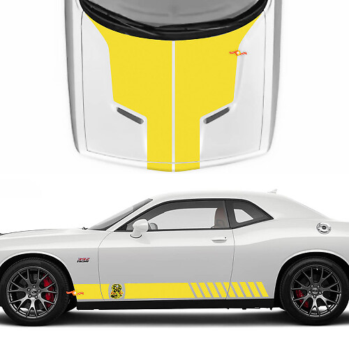 Racing Cobra Kai Stijl Strepen Motorkap en Zijkant Vinyl Stickers voor Dodge Challenger