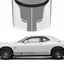Racing Cobra Kai Stijl Strepen Motorkap en Zijkant Vinyl Stickers voor Dodge Challenger_2