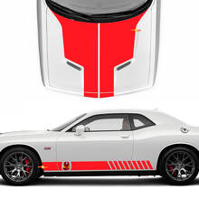 Racing Cobra Kai Stijl Strepen Motorkap en Zijkant Vinyl Stickers voor Dodge Challenger_3