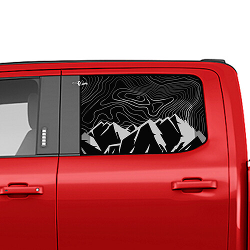 Zijgebergte Topografische kaartvenster Sticker vinylsticker Graphics voor Ford -vrachtwagens

