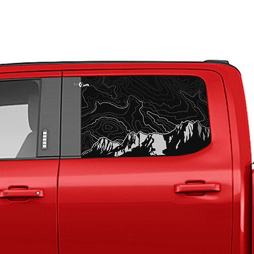 Zijgebergte Topografische kaartvenster Sticker vinylsticker Graphics voor Ford Trucks 2
