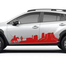 Zij deuren landschapsbergjes cowboy vinyl sticker - grafische sticker universele fit Suba
 2