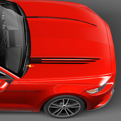 HOOD COWL SPEAR STRIPES US US VLAG VOOR FORD MUSTANG
