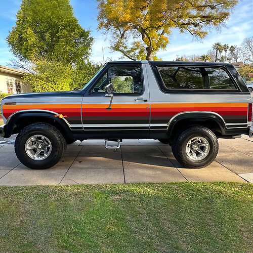 Paar zijkant retro vintage strepen vinylstickers stickers voor Ford Bronco 1984

