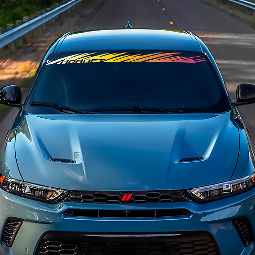 Voorruitkleurbanner sticker sticker - aangepaste vinylgrafische afbeeldingen geschikt om Hornet te ontwijken
