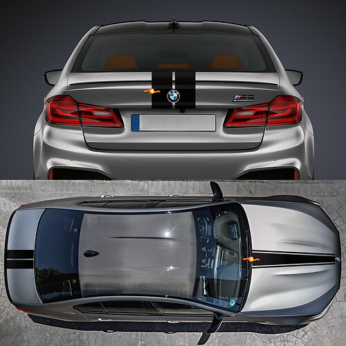 Hood en Trunk Racing Dual Stripes Decal Sticker Kit voor BMW M5
