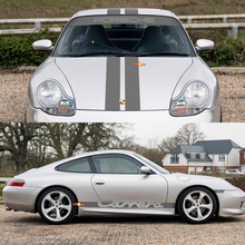 Porsche 911 Carrera Dual Central Stripes Retro Hood Side Side Ruit Shield Decal Sticker Kit
 2