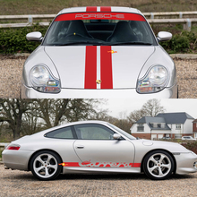 Porsche 911 Carrera Dual Central Stripes Retro Hood Side Side Ruit Shield Decal Sticker Kit
 3