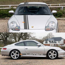 Porsche 911 Carrera Dual Central Stripes Retro Hood Side Side Ruit Shield Decal Sticker Kit
 2