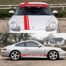 Porsche 911 Carrera Dual Central Stripes Retro Hood Side Side Ruit Shield Decal Sticker Kit
 3
