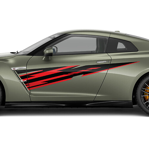 Zijdeuren grafische sticker kit voor Nissan GT-R 2
