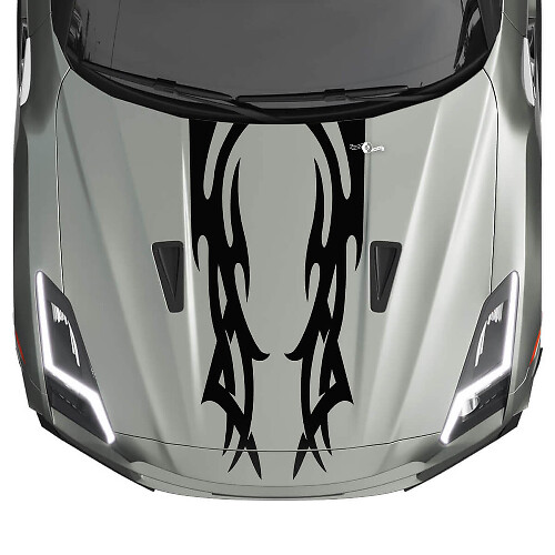 Hood Dual Tribal Graphics Stripes Decal Kit voor Nissan GT-R

