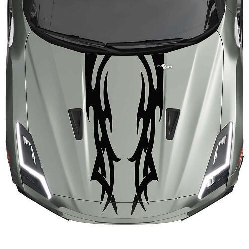 Hood Dual Tribal Graphics Stripes Decal Kit voor Nissan GT-R
