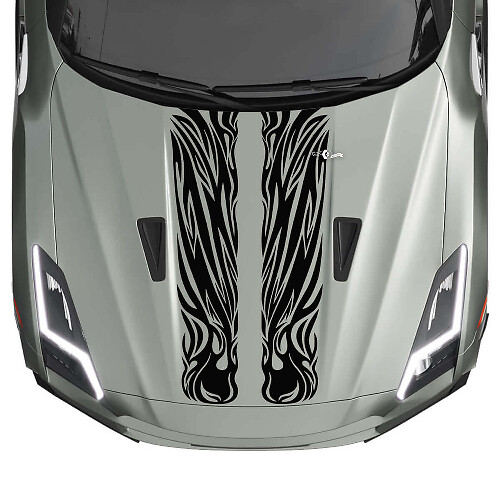 Flame Motorkap Dubbele Tribal Graphics Strepen Decal Kit voor Nissan GT-R