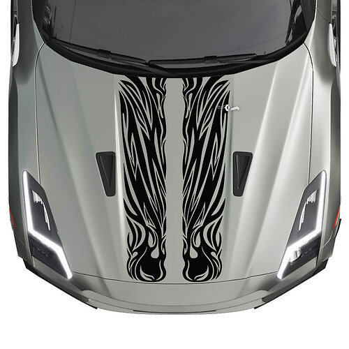 Hood Dual Tribal Graphics Stripes Decal Kit voor Nissan GT-R 2
