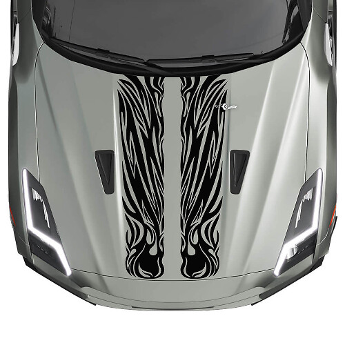 Hood Dual Tribal Graphics Stripes Decal Kit voor Nissan GT-R 2
