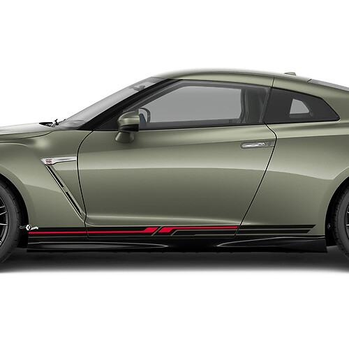 Zijdeuren rocker paneel grafische sticker kit voor nissan gt-r 2 kleuren
