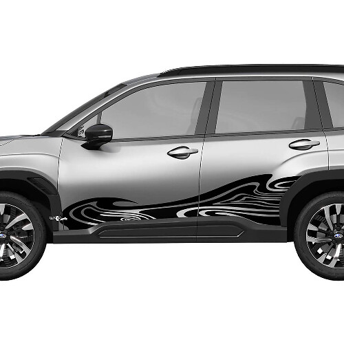 Zijdeuren Wave Racing Stripes Vinyl Sticker - Grafische Sticker universele pasvorm Suba Forester 1
