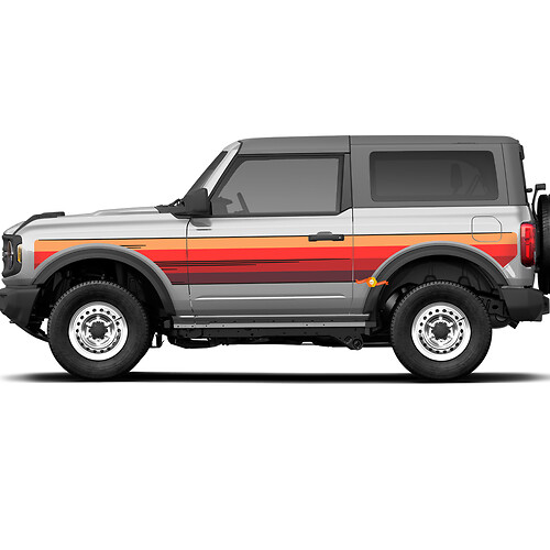 Paar zijkant retro vintage strepen vinylstickers stickers voor Ford Bronco 2
