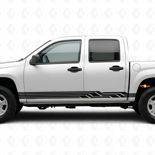 Angular Lightning Deur- & Rocker Panel Vinyl Strepen voor Chevrolet Colorado 1e Gen 2004-2012