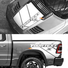 Aangepaste vinyl decal kit voor motorkap en achterzijstrepen voor Dodge Ram 1500 Rebel_2