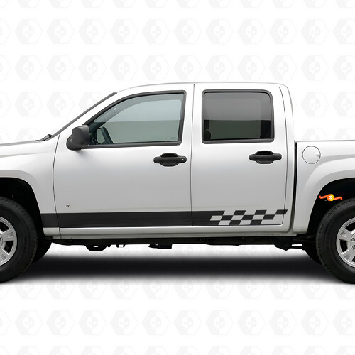 Geruite Lightning Deur- & Rocker Panel Vinyl Strepen voor Chevrolet Colorado 1e Gen 2004-2012