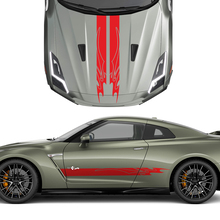 Kap en zijkanten dubbele tribale grafische strepen Decal kit voor Nissan GT-R
 2