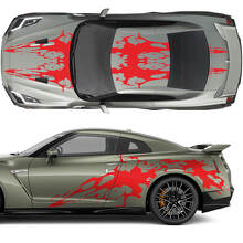 Kap en zijkanten Dual Blood grafische strepen Decal Kit voor Nissan GT-R
 2