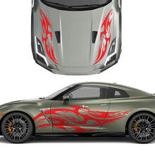 Kap en zijkanten dubbele tribale tattoo grafische strepen sticker kit voor nissan gt-r
 2