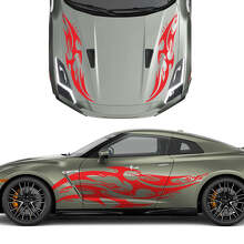 Kap en zijkanten dubbele tribale tattoo grafische strepen sticker kit voor nissan gt-r
 2