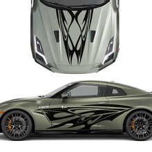 Tribal Graphics Motorkap en Zij Vinyl Decal Kit voor Nissan GT-R_2