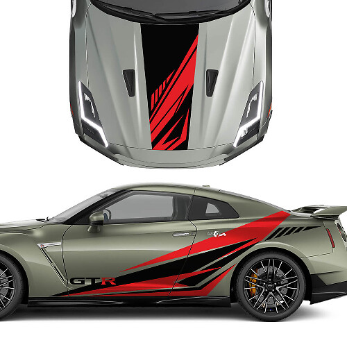 Hood en zijde grafische strepen Decal Kit voor Nissan GT-R
